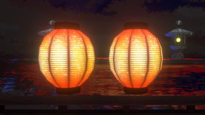 Display of lanterns with VRChat names at the live venues
